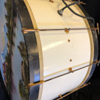 Ludwig and Ludwig 1920s, 28″ Bass Drum, Painted Calf Heads, Copper Hardware, Electric Lights.