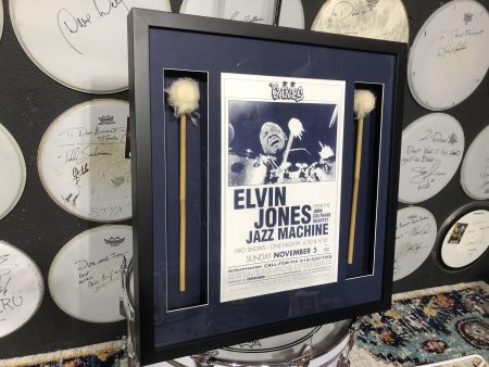 Elvin Jones's Mallets Framed With Concert Poster, $1,395.00