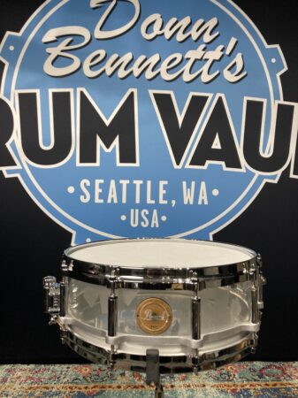 Chad Smith's Pearl 14x5" Custom Red Hot Chili Peppers Logo, 2011 World Tour Snare Drum. Clear Acrylic