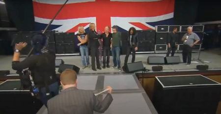 Def Leppard's 2013 Union Jack Stage Backdrop. Authenticated! 66'x37.'