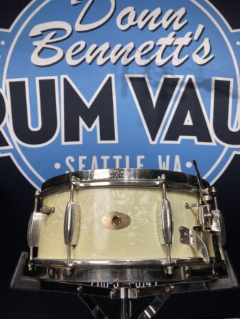 Slingerland - 5.5x14" Gene Krupa Radio King, Solid Maple Snare Drum 3-point Strainer, 1951 - White Marine Pearl