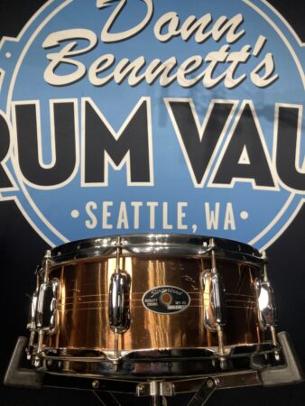 Slingerland - 5x14" Sound King, Lacquered Brass, 10-Lug Snare Drum, Zoomatic Throw-Off 1980's